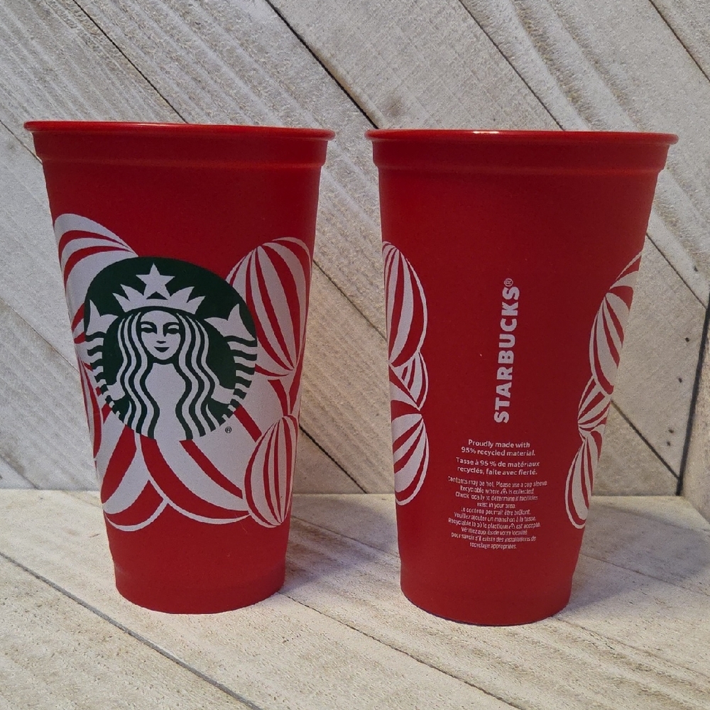 2 Starbucks Christmas Cups Hard Plastic